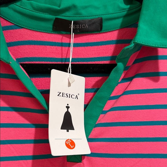 NEW WITH TAGS Preppy Striped Polo Dress with pockets 95% Cotton - Picture 2 of 3